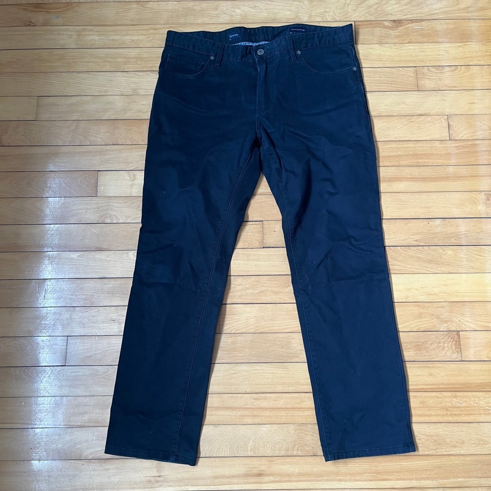 7 Diamonds Clifton Mens 34x30 Black Slim Straight Stretch Chino Pants 5 Pocket
